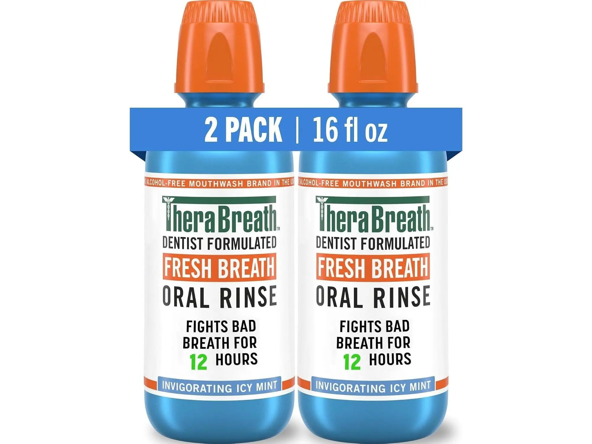 TheraBreath Fresh Breath Mouthwash, Icy Mint Flavor, Alcohol-Free, 16 Fl Oz (Pack of 2) – Mouthwash