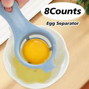 8 Counts Egg Yolk White Separator, Multicolor Egg Separator with Hollow-Out Design