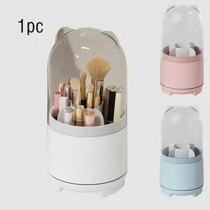Rotating Makeup Brush Storage Box, Dustproof Beauty Brush Holder, Eyeshadow Brush Powder Brush Desktop Brow Pencil Eyeliner Pen Organizer