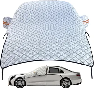 8.7ft x7.8ft Half Car Cover, Winter Snow Cars Cover Waterproof Foldable Full-Coverage Protector Car Covers with Reflective Windproof Straps, All-Season Outdoor Protection Cars Cover, Universal for Snow, Sun, Rain