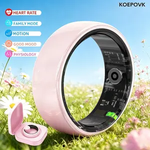 KOEPOVK Pink Ceramic Smart Ring for Women, Fitness & Sleep Tracker, Heart Rate & Stress Monitor, Cycle Tracking, IP68 Waterproof, 3-5 Day Battery, iOS & Android,Charging Case,Mother’s Day gift#Summervibes