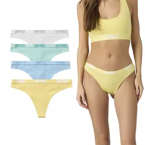 PSD Womens Pastel Solid Thong 4 Pack Boxed Gift Set - Comfortable, Breathable, Premium Modal Fabric