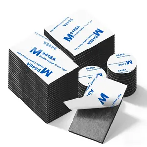 Double Sided  Tape  Pad Mounting,Black Self-Adhesive Tape Include Square Round and Rectangular(60Pcs)