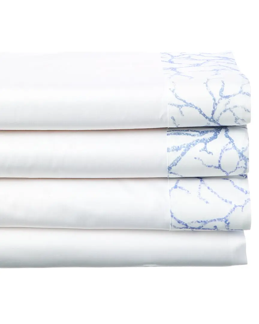 Dea Italian Linens 300 Thread Count Capalbio Print Sheet Set with Printed Border on Raso