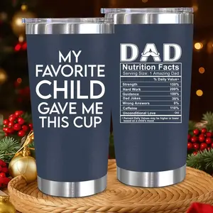 My Favorite Child Funny Dad Tumbler – Navy 20oz Cup with Dad Nutrition Facts, Perfect Christmas & Thanksgiving Gift for Dad, Humorous Father Gift Idea Insulated Travel Drinkware Beverage Coffee Bottles