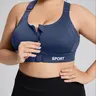 [Plus Size] Zipper Sport Bra, Workout Bras, Training Bra, Exercise Bra, Breathable Comfortable Athletic Fitted Impact Sports Bra for Women, Women's Sport & Outdoor Clothing for Indoor Outdoor Wear, Workout Daily Wear