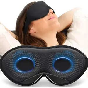 BY-EM142 Weighted Eye Mask for Sleeping, Blackout 3D Contoured Sleep Mask with Adjustable Strap for Women Men, Memory Foam, Gentle Pressure Relief Comfort Eye Cover Blindfold for Insomnia & Travel -Black