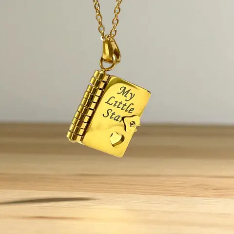 My Little Star Book Necklace with Engraved Message – Meaningful Daughter Mini Pendant Gift for Everyday Wear, Birthday, Graduation or Just Because