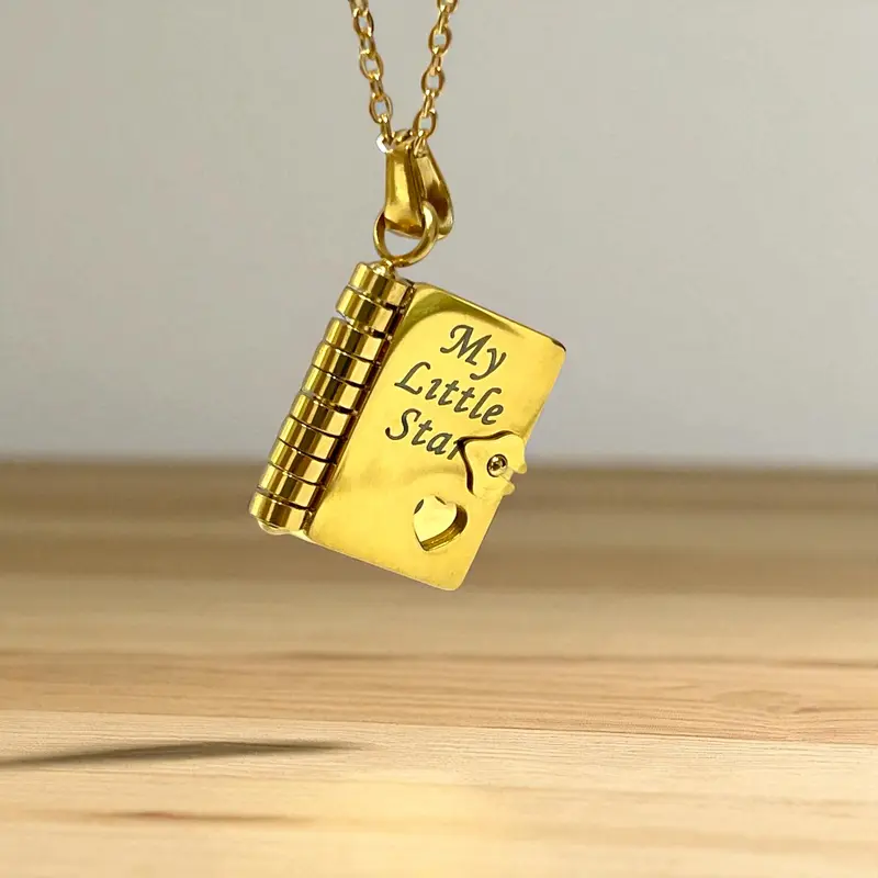 My Little Star Book Necklace with Engraved Message – Meaningful Daughter Mini Pendant Gift for Everyday Wear, Birthday, Graduation or Just Because