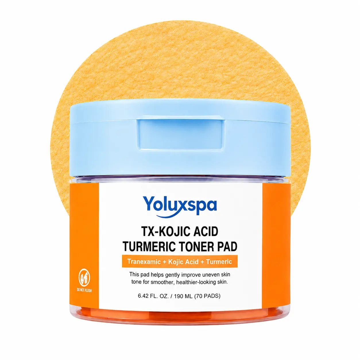 Yoluxspa TX Kojic Acid Turmeric Toner Pads, Tranexamic Acid Facial Pads for Dark Spots, Pigmentation & Uneven Skin Tone Care, 70 Pads