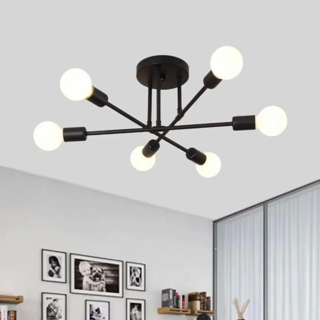 Interlaced Iron Ambient Decor Light Lamp With 6 Sockets Durable Iron Build Elegant Indoor Lighting Fixture Boosts Room Functionality And Aesthetics Perfect For Small Homes Dining Room Bedroom Living Room Indoor Decor Bulbs Not Included For Free Selection