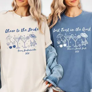 Comfort Colors T‑Shirt Beach Bachelorette Party Shirts – Last Toast On The Coast Bride Tribe Matching Tees Coastal Bach Squad