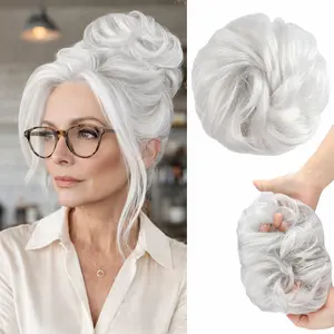 8Inch Messy Bun Hair Pieces Wavy Curly Synthetic Updo Chignon Fake Scrunchies Ponytail Extension for Women quick style plate natural fluffy hair bun