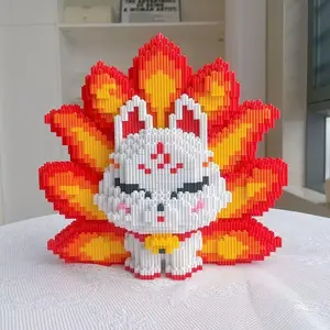 9 Tailed Fox Design Toy, 4295pcs/set Building Block Sets, Cute DIY Blocks Assembly Toy, Creative Desktop Ornament for Home Office, Birthday Gift