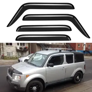 4PCS Window Visors for 2003 - 2011 Honda Element Smoke Tinted Acrylic Tape-On Vent Shade Rain Sun & Wind Deflector Black Car Accessories