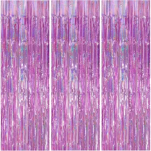 3 Pack Foil Curtain Backdrop 3.3x6.6 ft Tinsel Fringe Curtains for Parties Metallic Streamers Photo Booth Props,Wedding & Birthday,Holiday Decorations Disco,Bachelorette,Door  Decor ()
