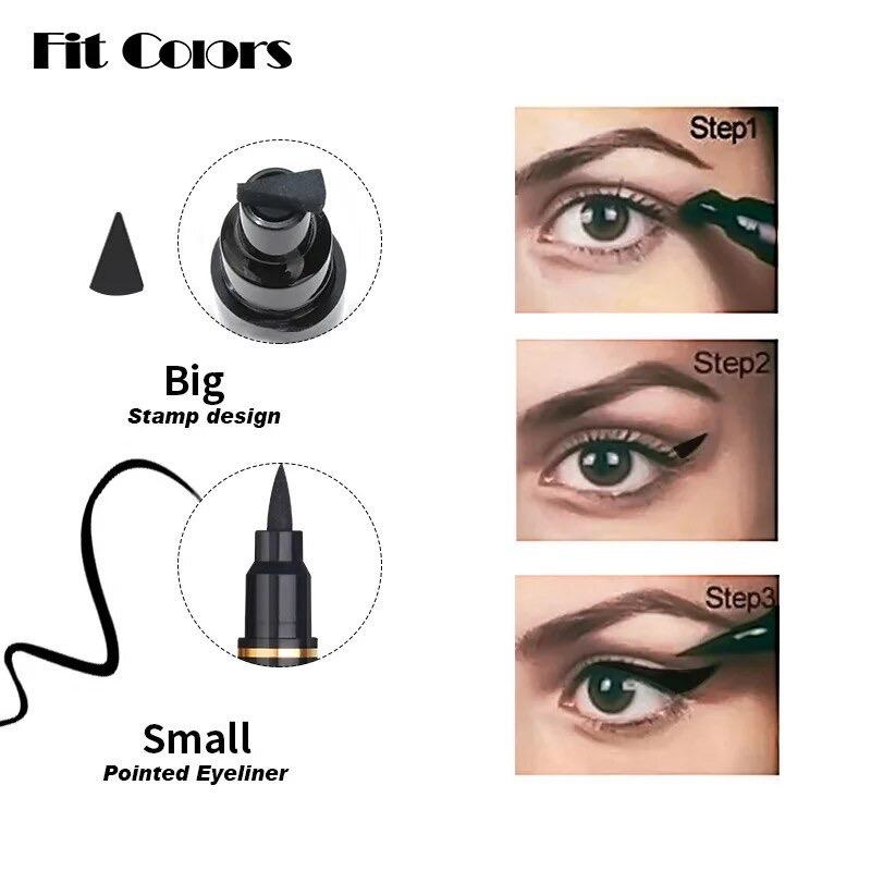 Big Seal Stamp Liquid Eyeliner Pen Waterproof Fast Dry Black Eye Liner Pencil With Eyeliner Cosmetic Double-ended Eyeliner Smudgeproof Long-lasting Lipliner Makeup
