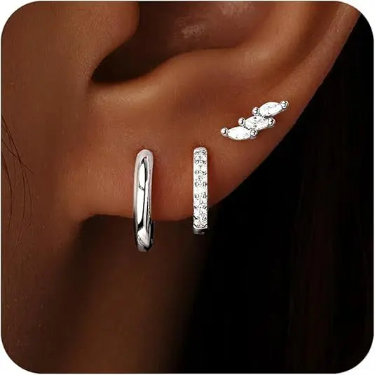 9 # Silver Ear Button Earnail (Set of 3)