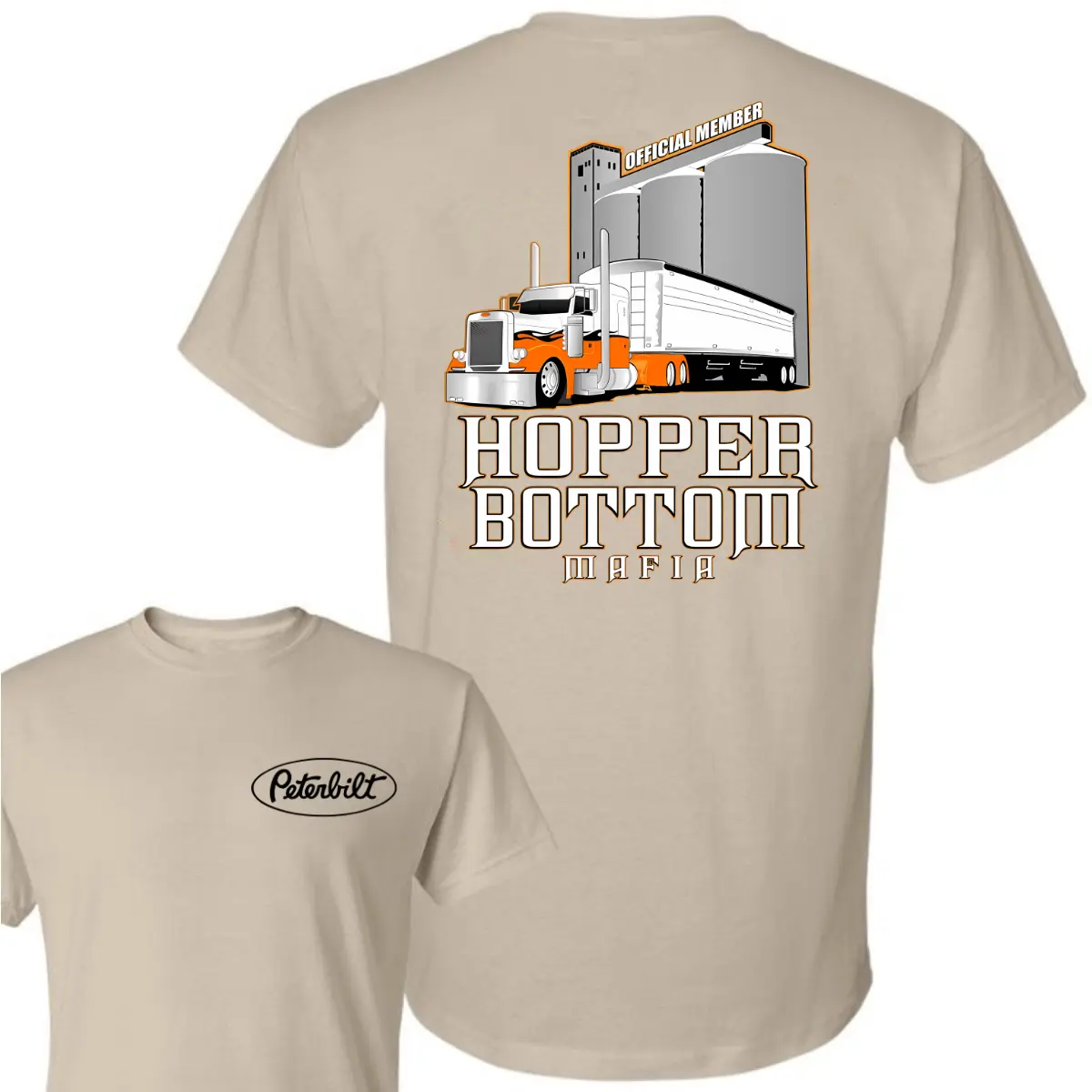 Hopper Bottom Mafia Trucker T-Shirt, Peterbilt Grain Hauler Tee, Official Member Semi Truck Driver Shirt for Farm & Freight Fans