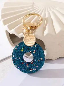Mother's Day Donut Keychain with Rhinestones, Handmade Minimalist Style, Perfect Gift for Graduation and Back-To-School, Bag Charm, Key Chain, Car Key Fob, Phone Strap