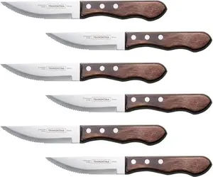 Tramontina 6-Piece Jumbo Steak Knife Set – Stainless Steel Blades with Ergonomic Handles