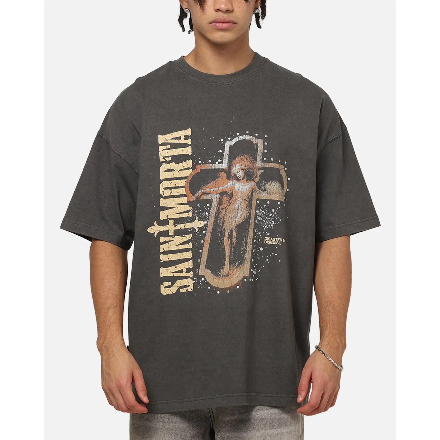 Saint Morta Fallen Saints Boxy T-Shirt Washed Charcoal