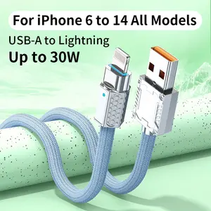 Braided Charging Cable,iPhone USB A to Lightning Fast Charging Cable, Thick Braided Cord for iPhone 6-14 plus Pro Max,Supports up to 30W PD fast charging Cable,Thickened Zinc Alloy Connector, 6mm Extra Thick Cable Body
