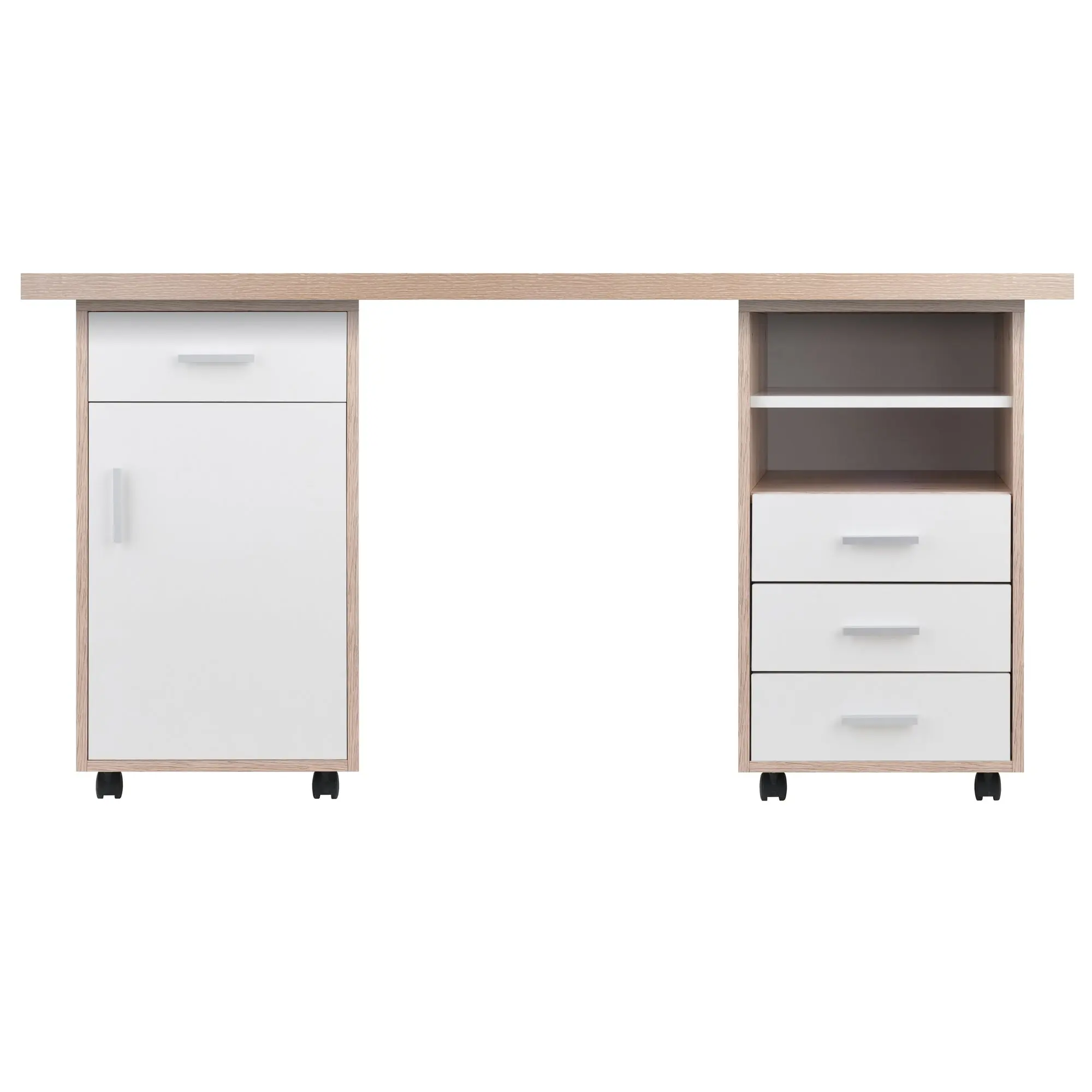 Winsome Kenner 3-Pc Modular Desk Set, Reclaimed Wood and White, Composite wood
