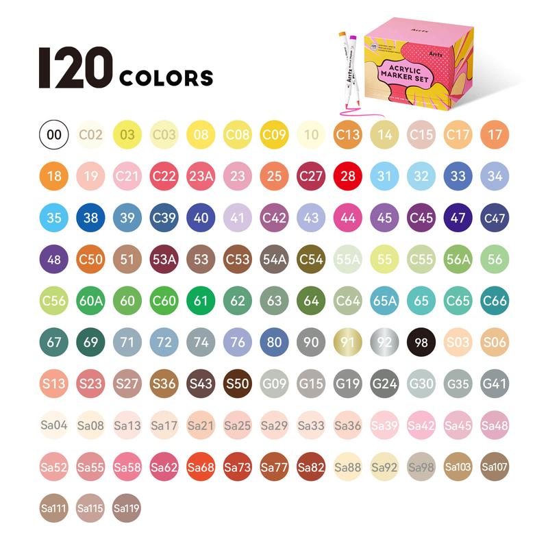 Arrtx 120 Anime Colors Acrylic Markers Brush Tip Paint Pens 120A Art Materials Art School Supplies Artist Grade Arrtx 120 Anime Colors Acrylic Markers Brush Tip Paint Pens 120A Art Materials Art School Supplies Artist Grade