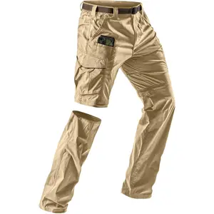 Men's Convertible Cargo Tactical Pants, Water Resistant Outdoor Hiking Pants, Zip Off Lightweight Stretch Work Pants