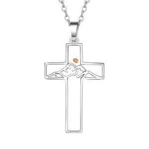 OIDEA Cross Necklace for Women - Stainless Steel Dainty Cross Design Charm with Mustard Seed, Adjustable Length Minimalist Statement Religious Jewelry, Statement Religious Necklace