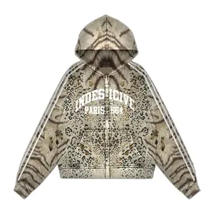 Obiex Leopard Jacket - Men's Coat with Hood, Long Sleeves, and Logo, Model "INDESCIÏT PARIS 894" - Tops, Man, Menswear, Coats