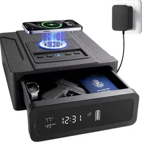 Smart Safe 3 Quick Access with Alarm Clock Heavy Duty Anti-Theft Money Box for Home Security Bedside Drawer Safe for Table Closet