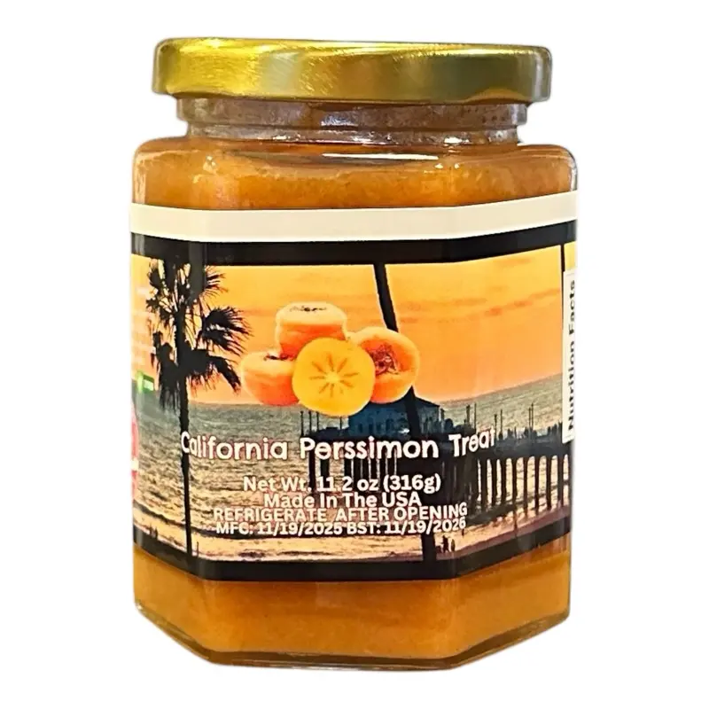 California Persimmons Treat 11.2 oz Jar All Natural Ingredients Made in USA Refrigerate After Opening Net Wt 316g Ideal for Snacking Pure Wholesome Preserves Pickled Jams Healthy