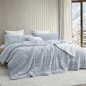 Softer than Soft - Coma Inducer Oversized Comforter Set - Frosted Navy Stripe