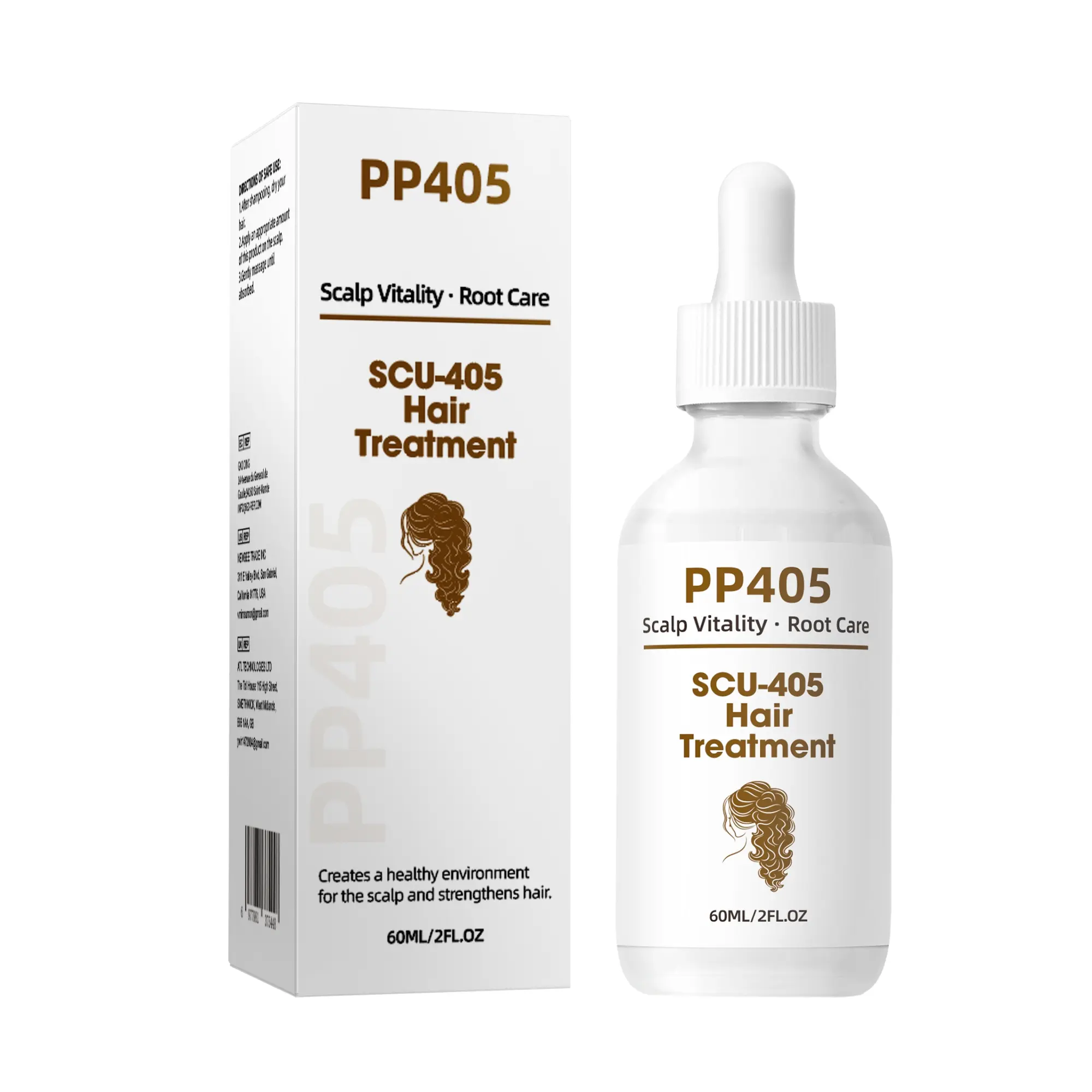 Pp405 Hair Growth Scalp Treatment Serum Scalp Stimulator 60ML, Unisex Haircare with 5% Biotin, Ginseng & Rosemary Extracts, Vegan, No Parabens, Daily Use for All Hair Types, Thicker Looking Hair