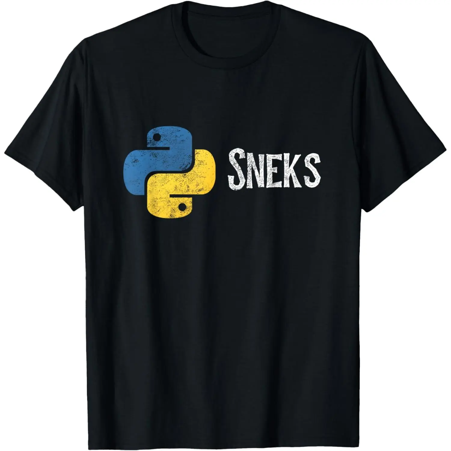 Men's Casual Cotton Python Programming Funny Programmer Logo Snek Gift Short-Sleeve T-Shirt - Menswear Top, Natural Fashion Graphic Tee
