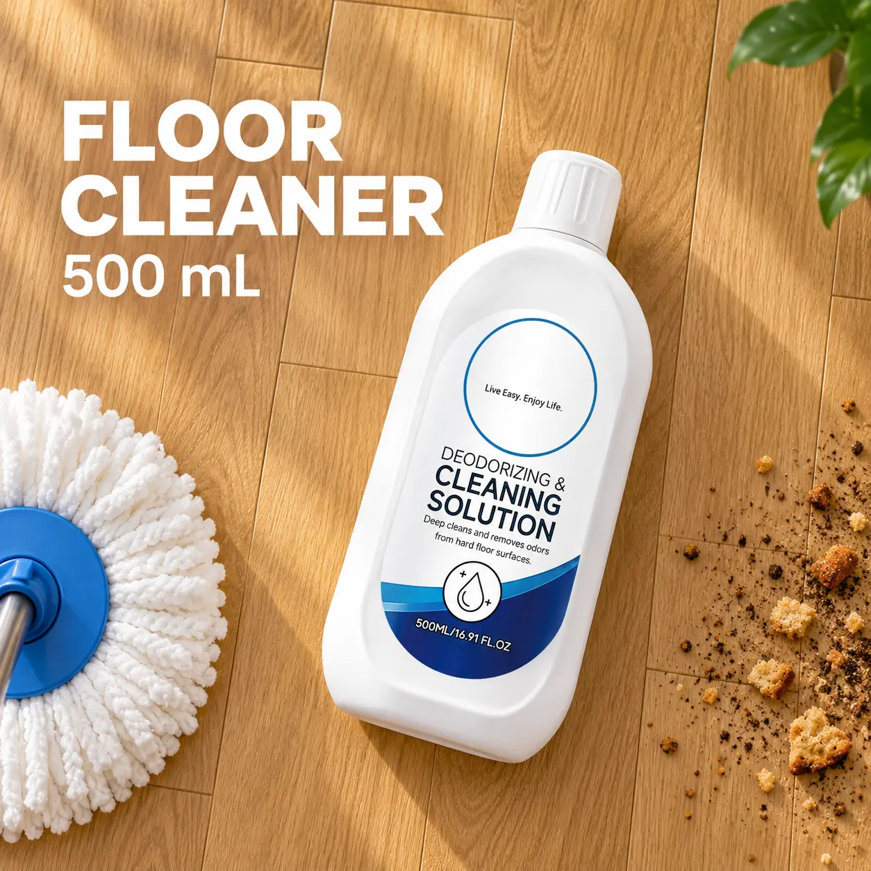 Concentrated Floor Cleaner, 500mL Low-Foam Mopping Solution, Compatible with Robot Vacuums & Floor Washers, for Hardwood, Tile, Laminate and Vinyl Floors. Powerful Stain Removal, Odor Control & Floor Protection.