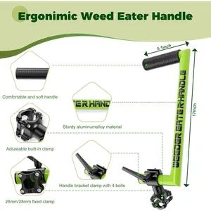 Upgraded Weed Eater Handle - Ergonomic Grass Trimmer Handle Extension with Adjustable Shoulder Strap, Clamp for Lawn Care, Landscaping