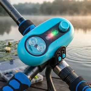 Electronic Bite Alarm with High-Sensitivity LED Alert, Battery-Powered Anti-False Trigger Fishing Rod Bell for Night Carp Fishing. Durable Shockproof Tackle Accessory, Single Unit Available.