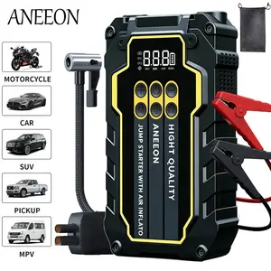 6400mah Portable Automotive Starter, Air Compressor Included, 12V Gasoline Diesel Battery Booster, Fast USB Charging, LED Light, Safety Features, Aneeon