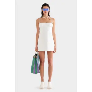 Gathered Bodice Mini Dress - White