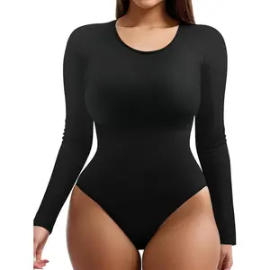 Long Sleeve Bodysuit for Women Crew Round Neck Basic Women Clothing Body Suit Tops Leotards for Womens Jumpsuit