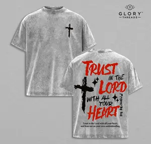 Proverbs 3:5 Bible Verse T-Shirt Washed, Trust in the Lord with All Your Heart Christian Shirt, Faith and Scripture Graphic Tee, Religious Jesus Apparel, Easter Outfit, Church Outfit Gift for Believers