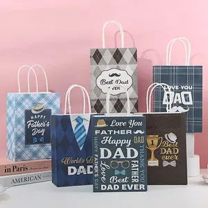 12-Pack 2026 New Durable Paper Gift Bags, Random Print, Portable Party Packaging, Father's Day Wholesale, Birthday Holiday Gifts