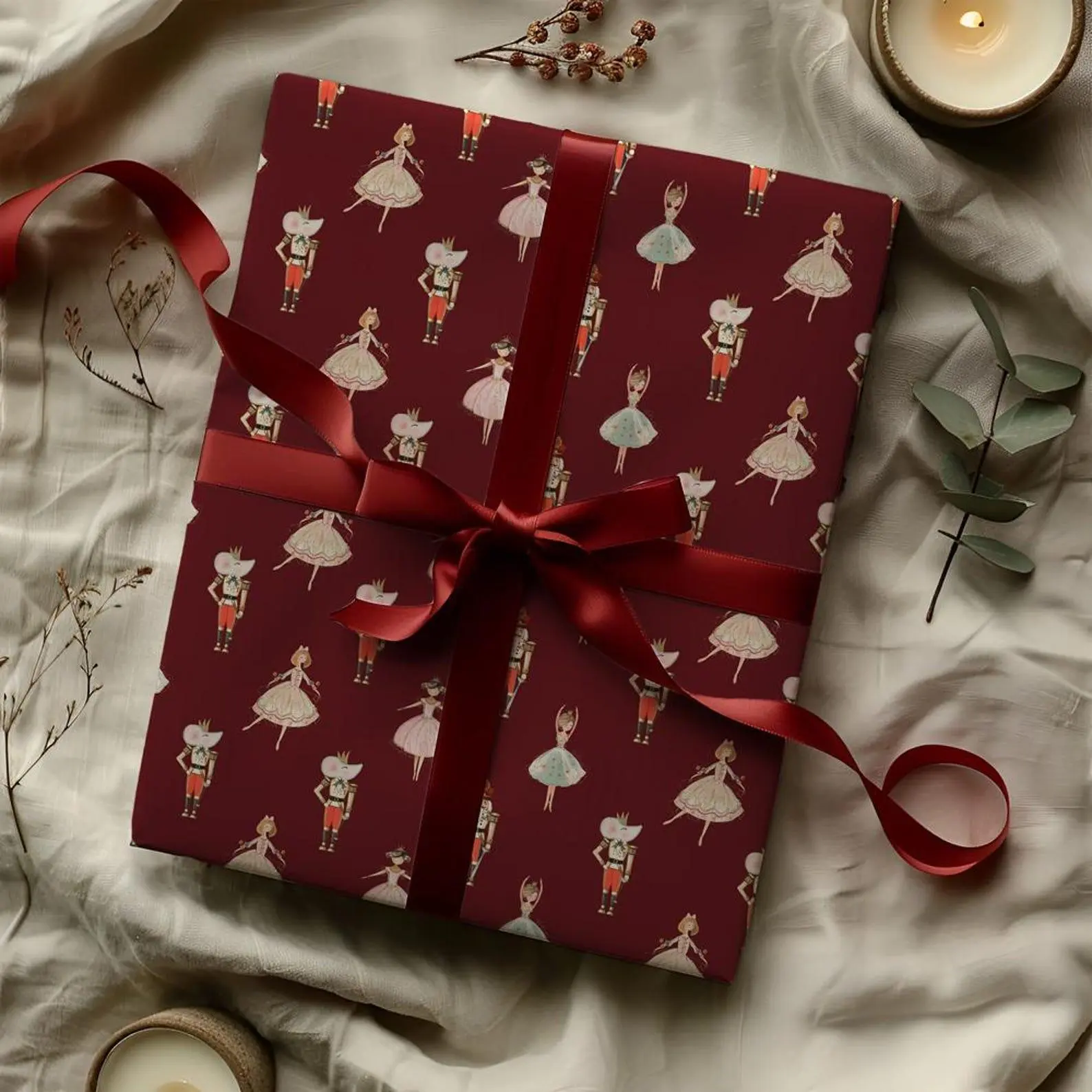 Nutcracker Ballerina Wrapping Paper Seasonal Gift Wrap Cute Illustration Gift Wrap Nutcracker Gift Wrap Elegant Festive Christmas Gift Wrap dww21002