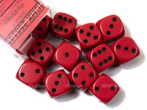 Opaque Red & Black | D6 Block | Chessex Dice (12)