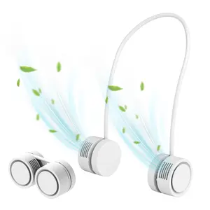 Portable Foldable Neck Fan, Hand-Free Wearable Personal Fan Rechargeable, Wearable Necklace Cooling Fans can Add Essential Oil for Hot Flashes Home Office Travel Outdoor Sports - White