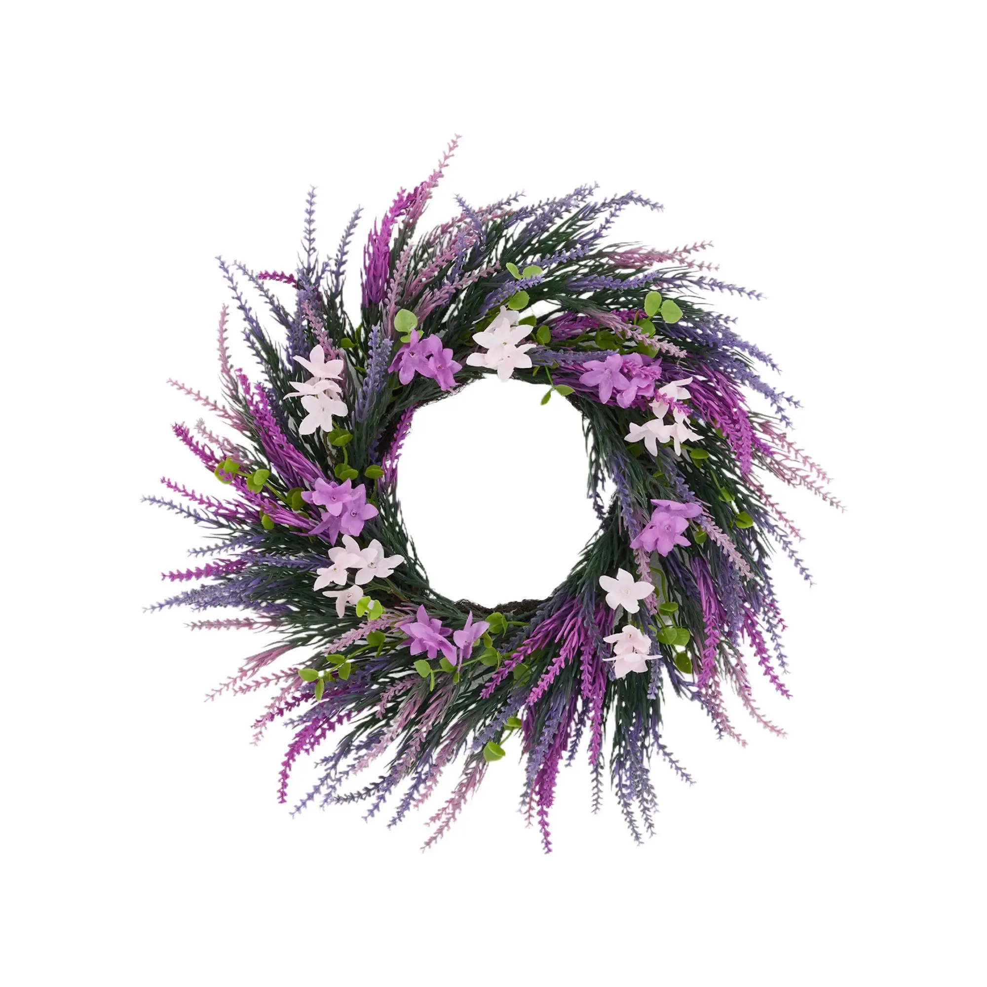 20-Inch Artificial Lavender Wreath with Purple Accents, Lightweight Front Door Decor, Home & Porch Festive Decor for Weddings, Spring Wildflower Floral Decoration
