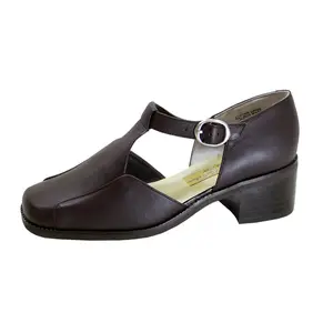 PEERAGE Sheba Women's Wide Width T-Strap Leather Shoes